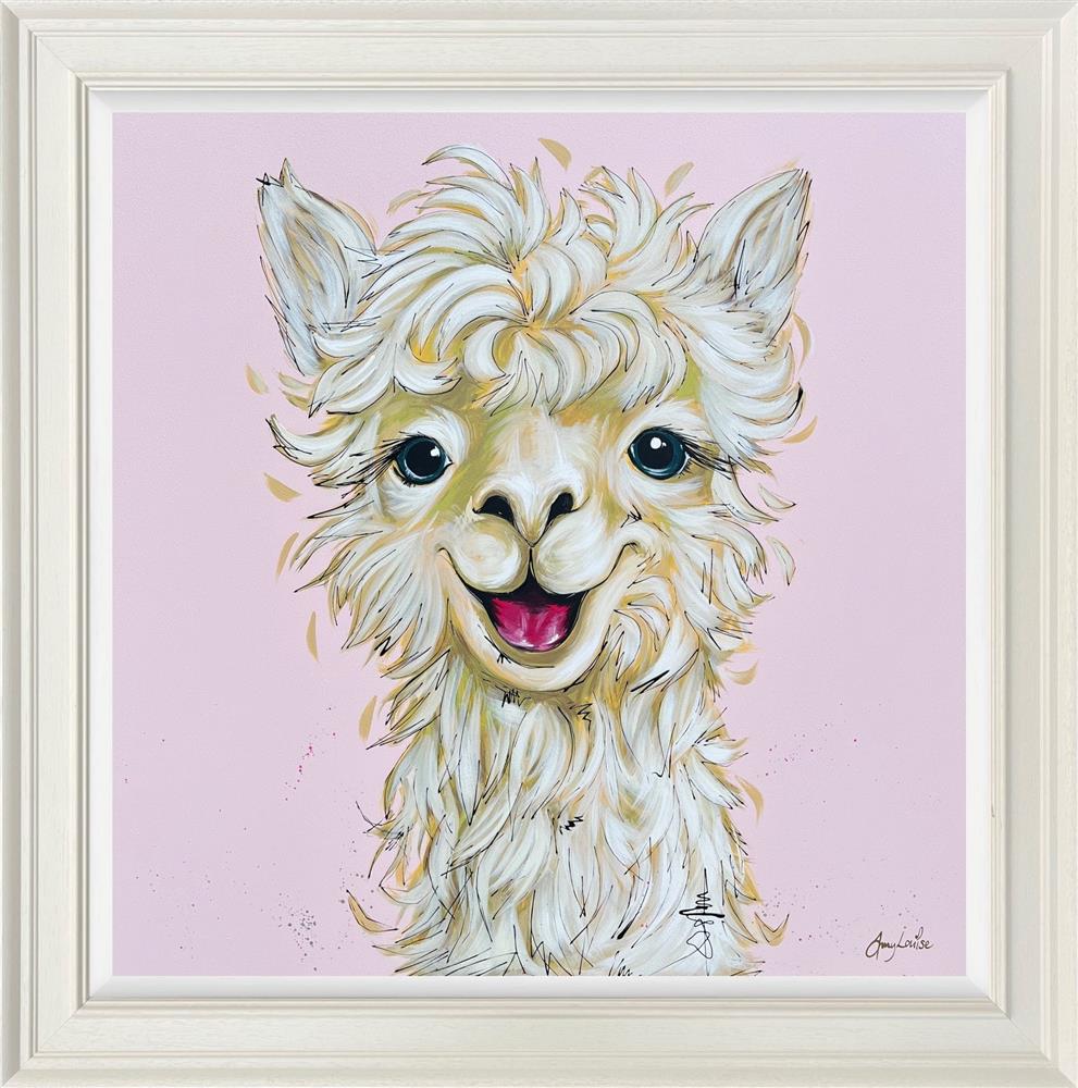 alpaca la vanilla framed original by artist amy louise
