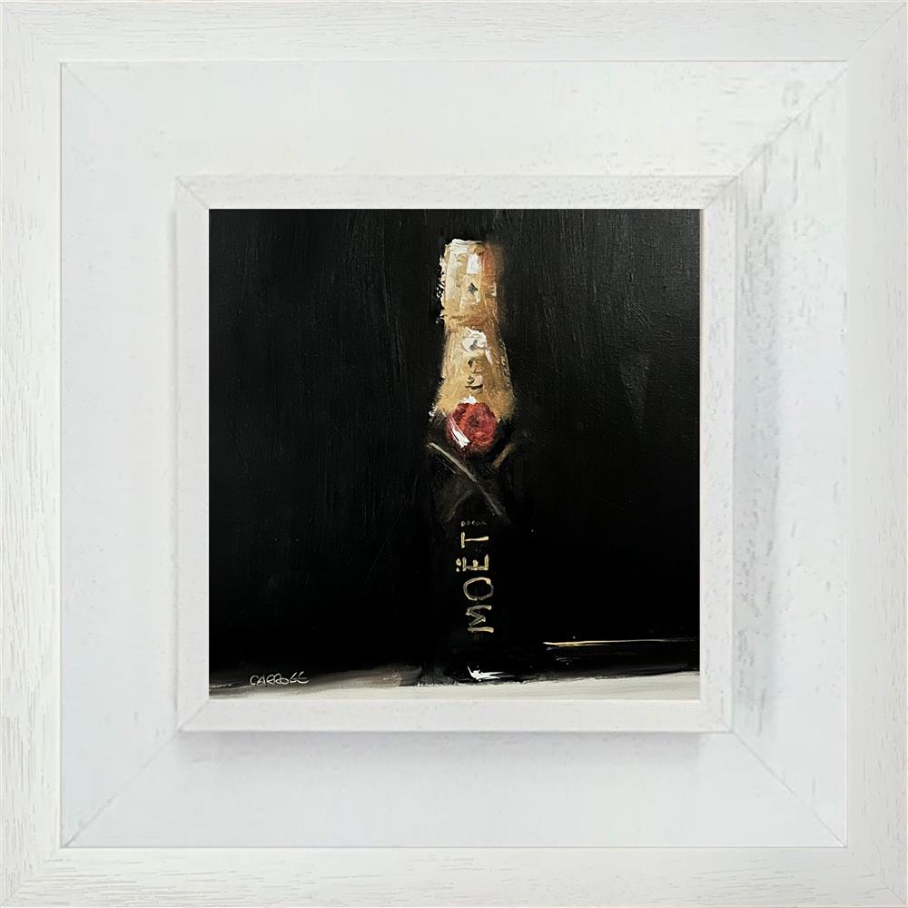 bottle of moet framed original by artist neil carroll