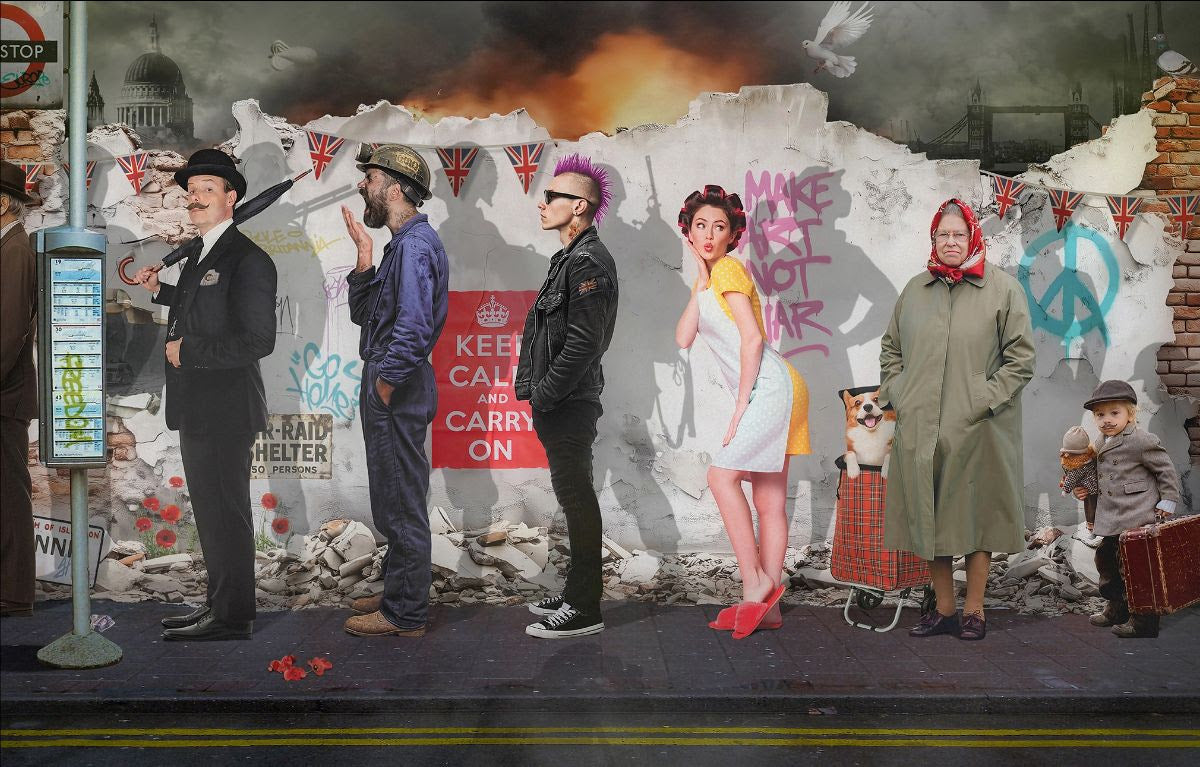 Britannia Row II 80th Anniversary VE Day print by artist jj adams