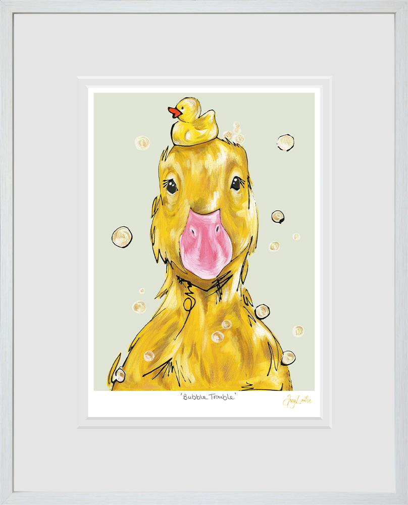 bubble trouble framed print by artist amy louise