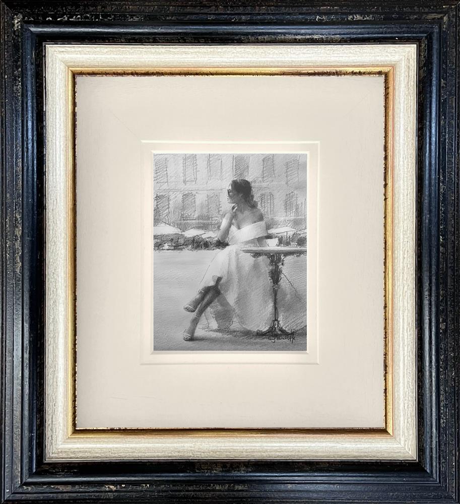 cafe au lait framed original study by artist tony hinchliffe
