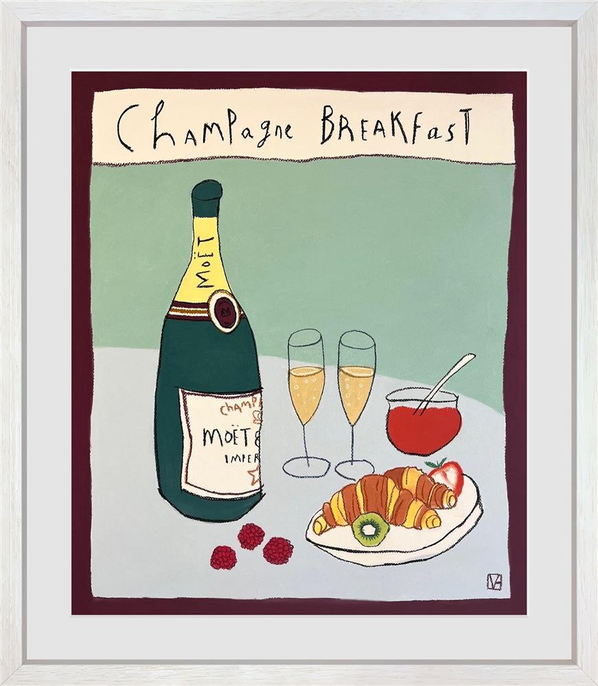 champagne breakfast framed original by artist michael abrams