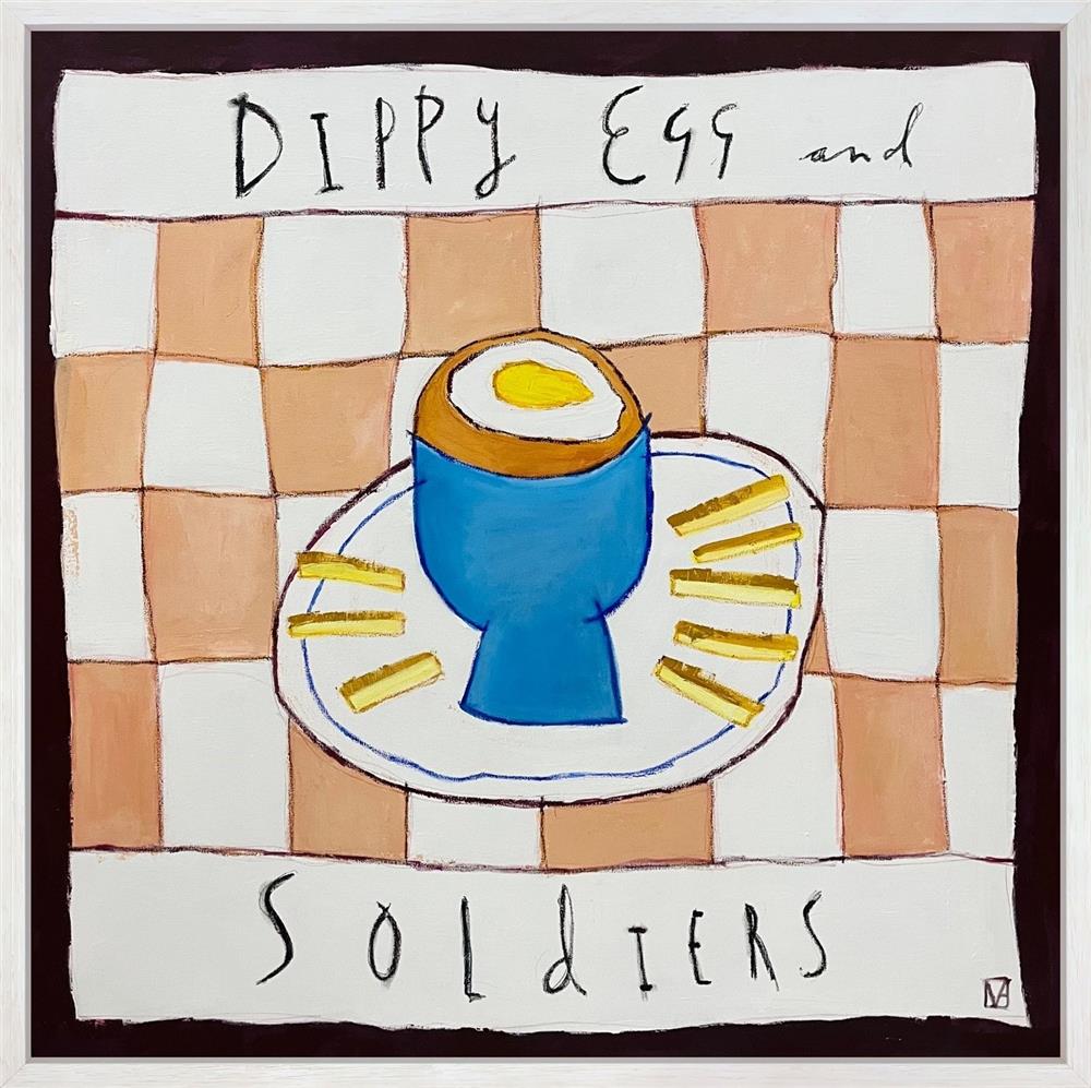 dippy egg and soldiers framed original by artist michael abrams
