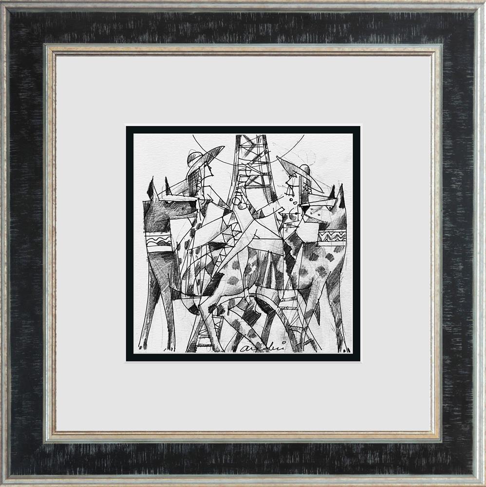 dog lovers framed original study by artist andrei protsouk