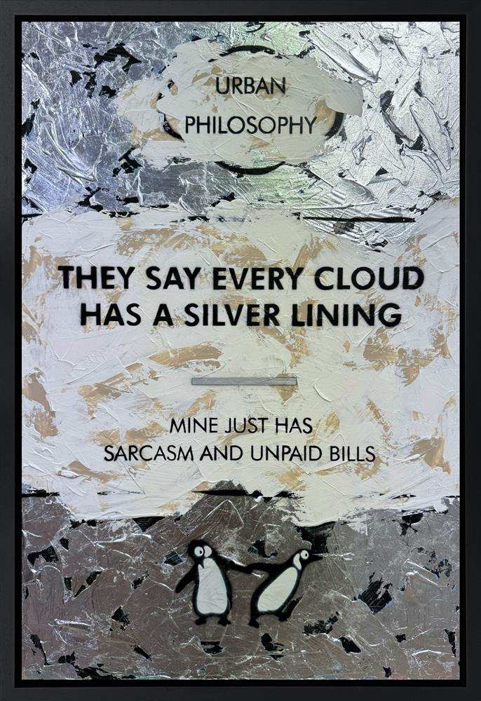 every cloud has a silver llining palladium leaf original framed by artist hue folk
