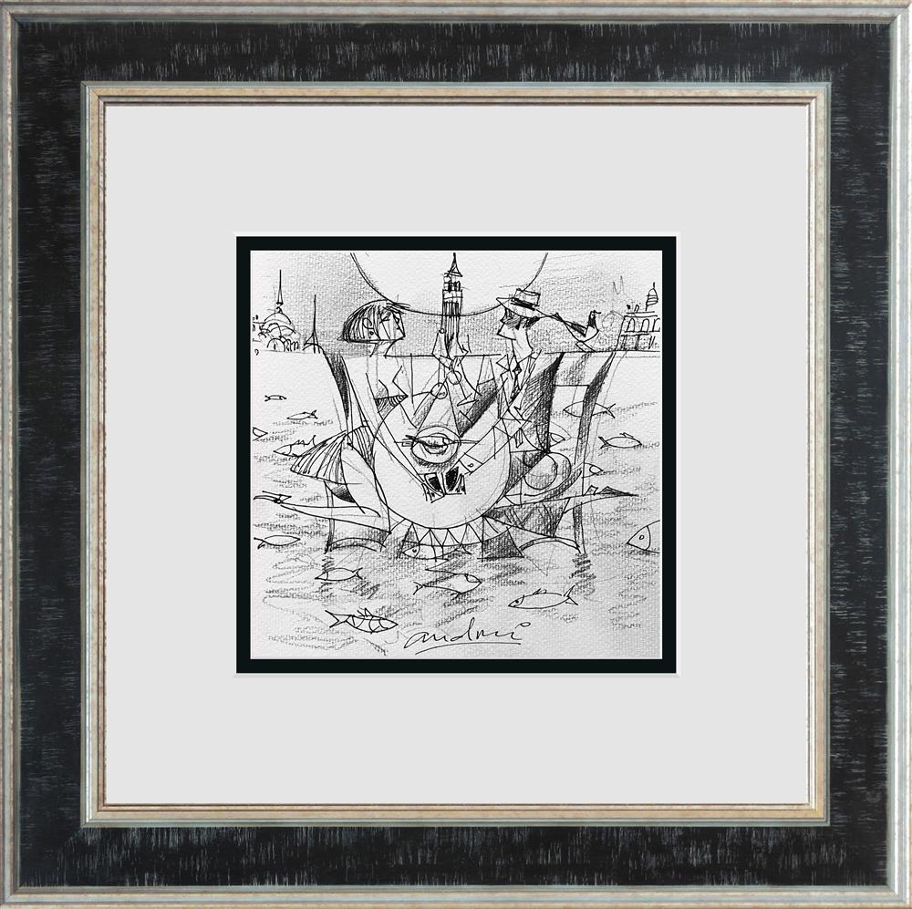 fish date study framed original by artist andrei protsouk