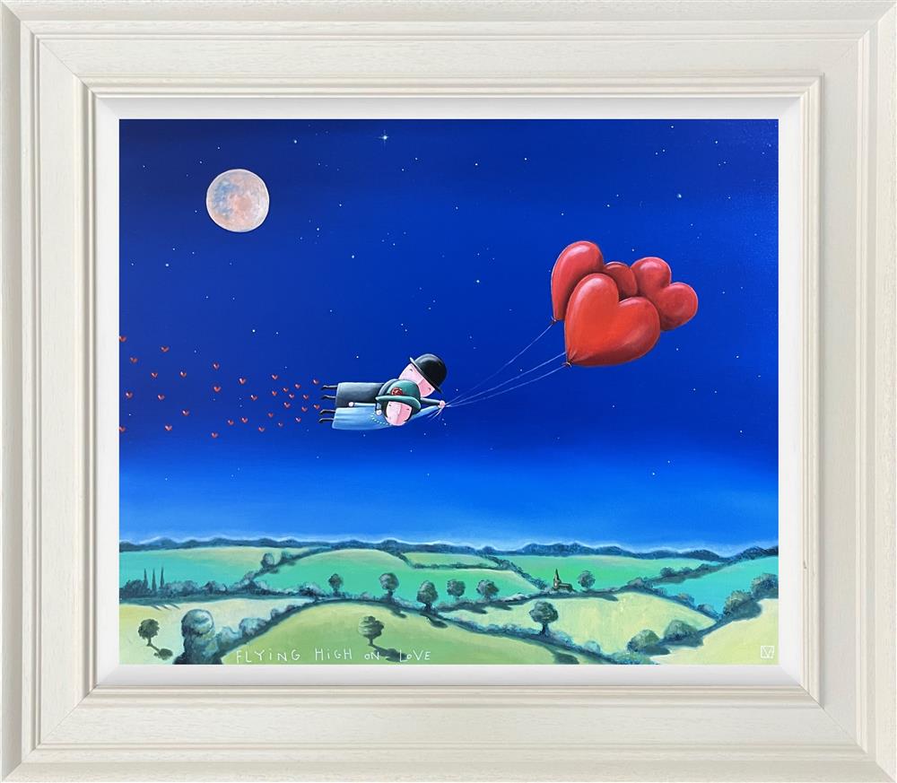flying high on love framed original by artist michael abrams