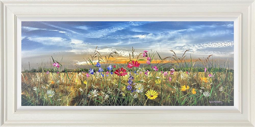 golden haze wild days framed original by artist kimberley harris