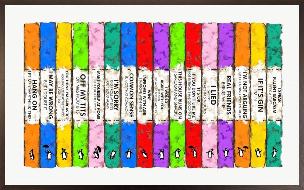 lifes a bookcase deluxe print framed by artist hue folk