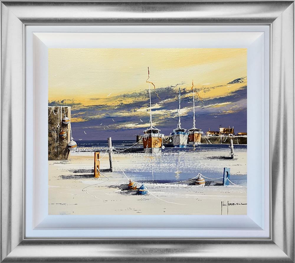 last light on the bay framed origingal by artist john horsewell