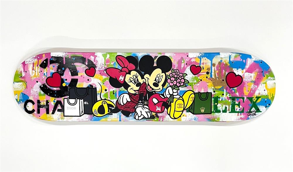 love hug original skatedeck wall sculpture by artist emily crook