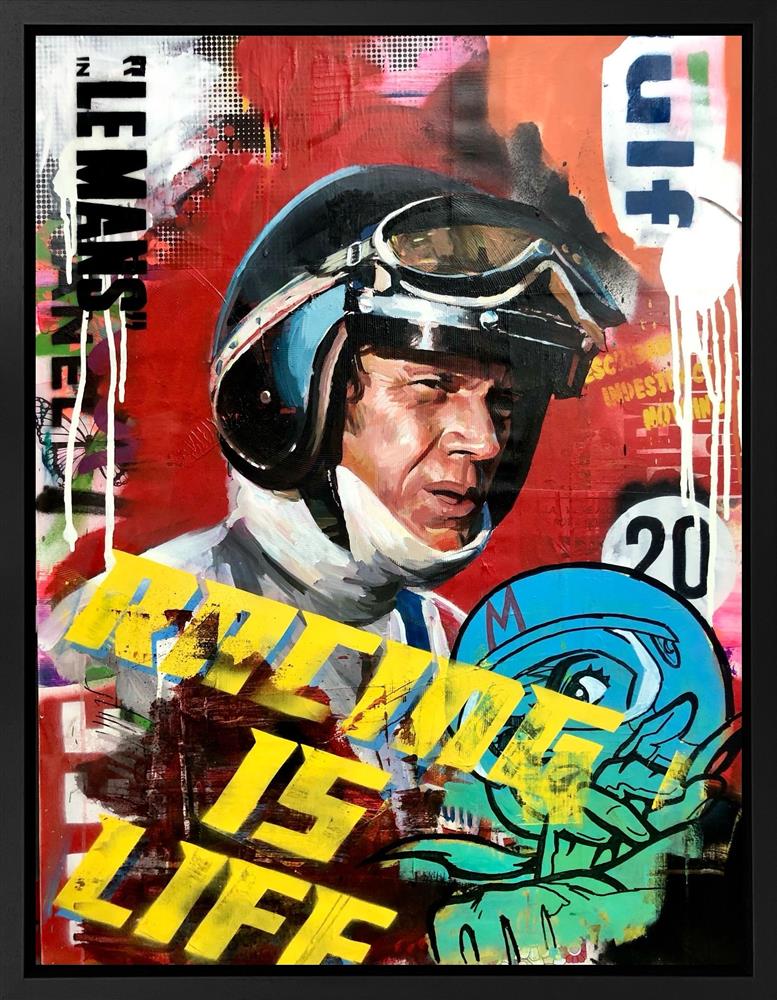 mcqueen in le mans original framed by artist zinksy