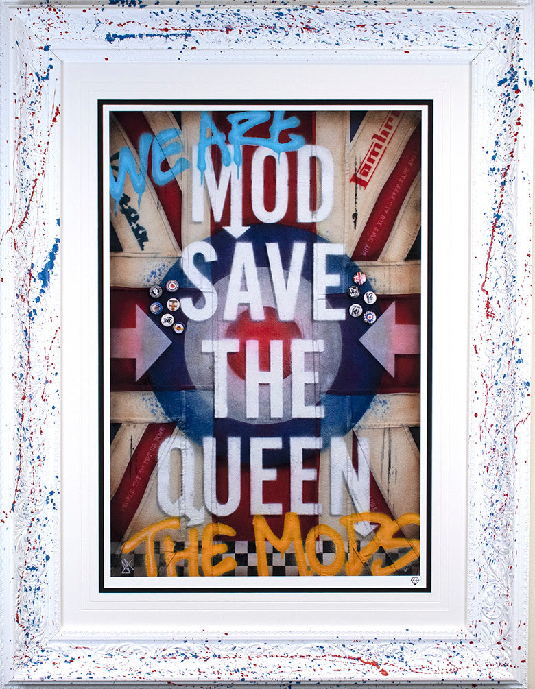 Mod Save The Queen white framed print by artist JJ Adams