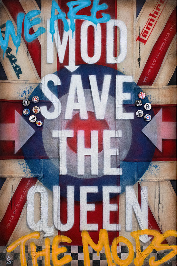 mod save the queen print by artist JJ Adams