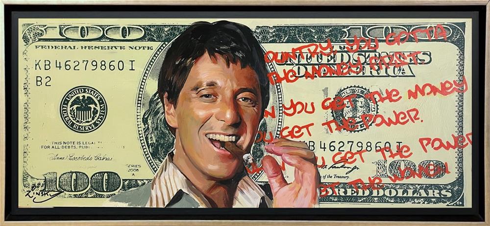 money power and woman framed original by artist zinsky