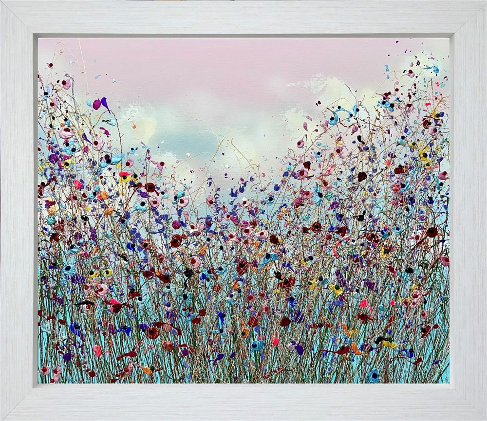 nearly twilight flowers framed original by artist lisa pang