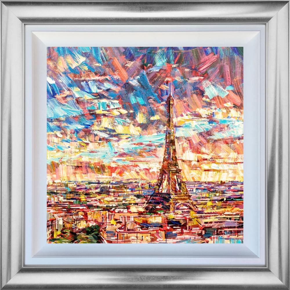 paris sunrise framed original by artist colin brown