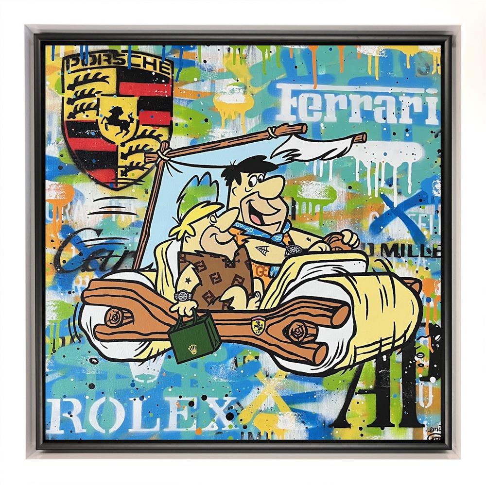 rolling into work framed original by artist emily crook