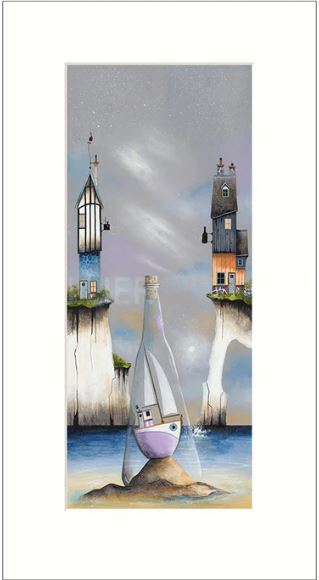 ship in a bottle print by artist gary walton