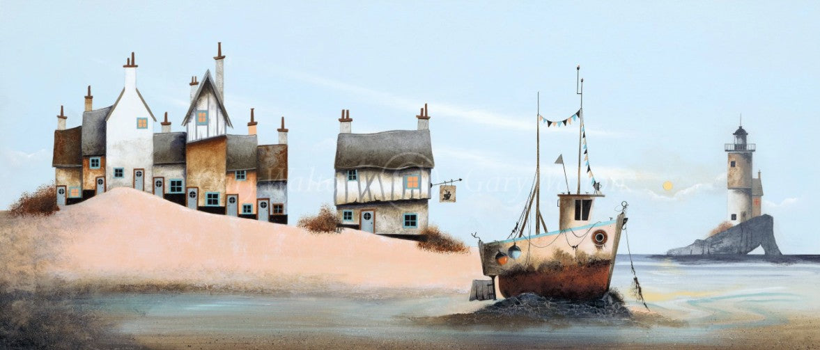 sitting on the dock of the bay print by artist gary walton