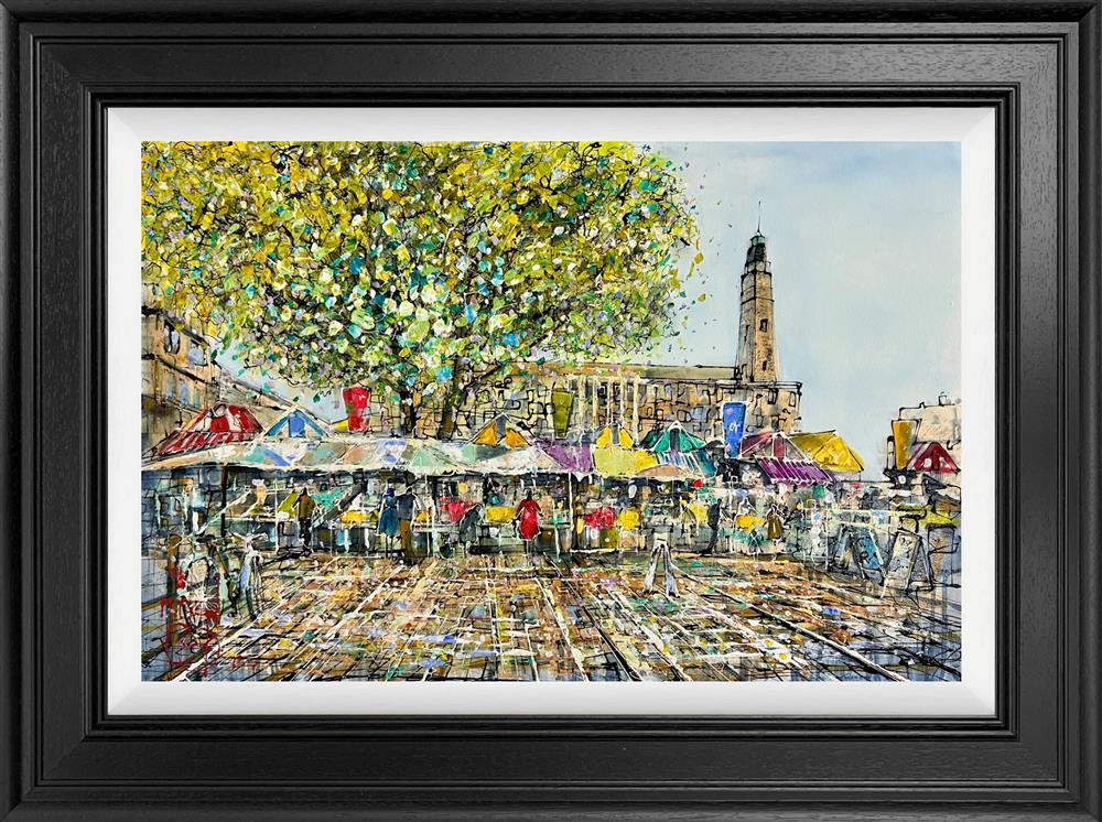 the market square framed original by artist nigel cooke