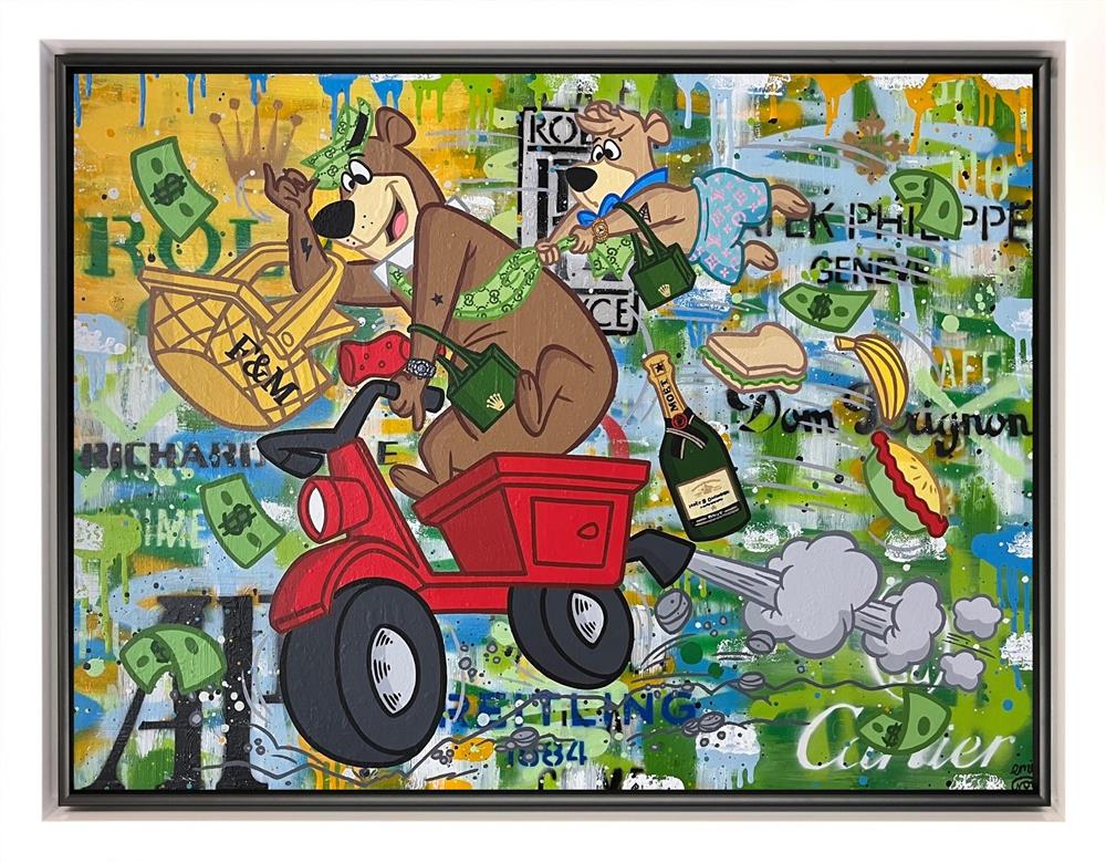 the money bear framed original by artist emily crook