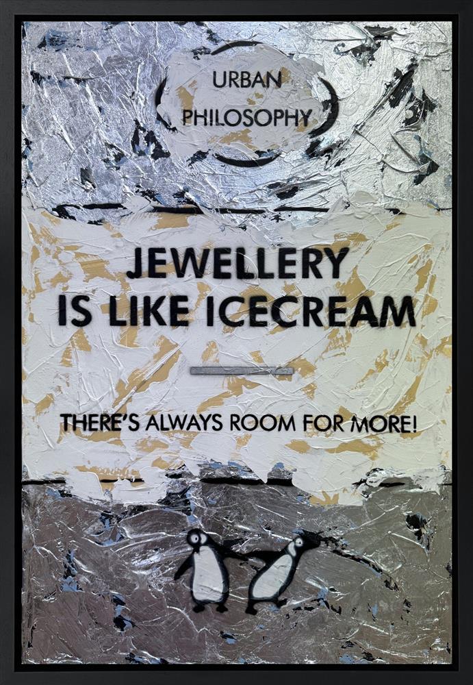 theres always room for more framed original with palladium leaf by artist hue folk