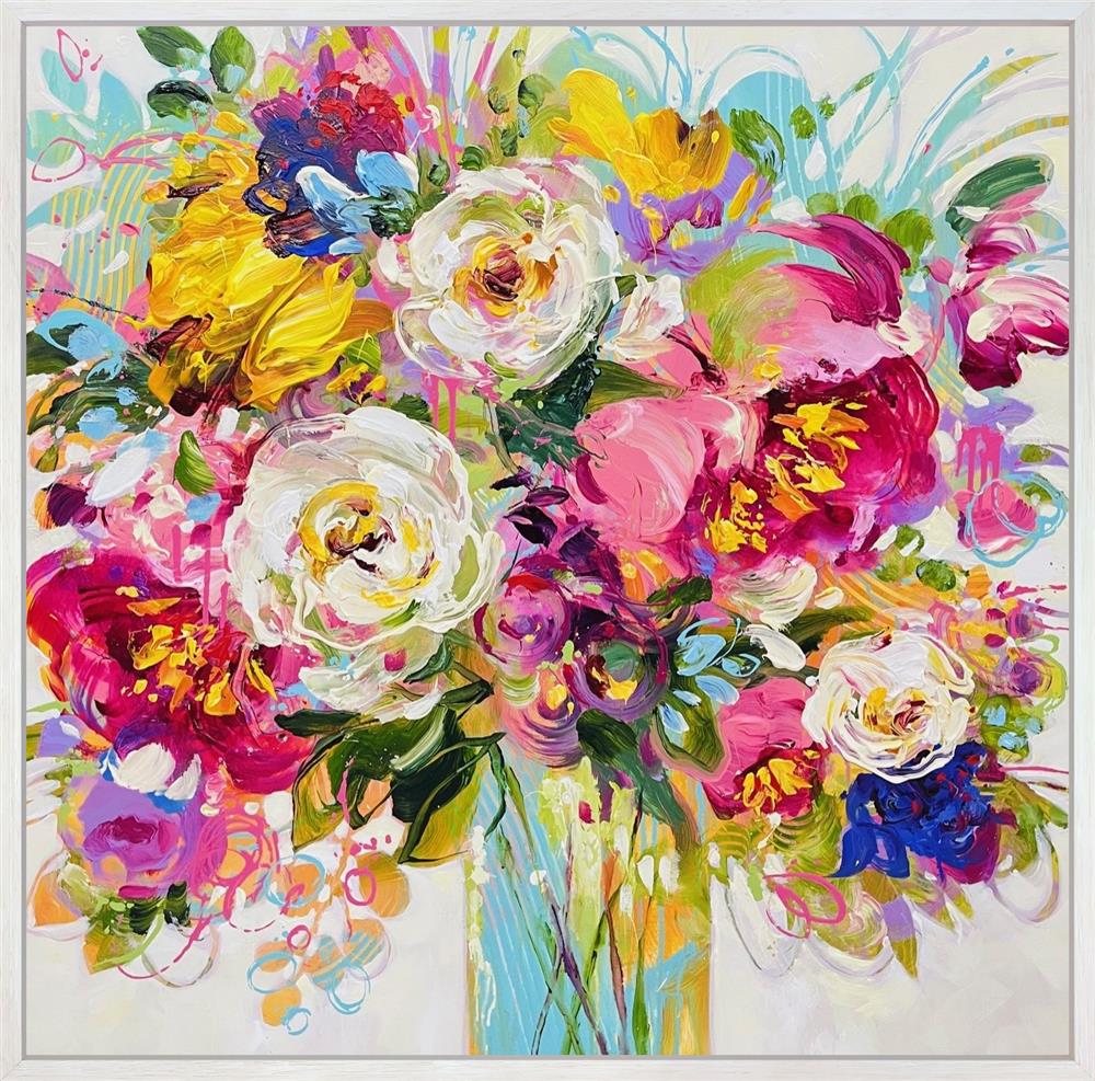 where flowers whisper framed original by artist anna cher