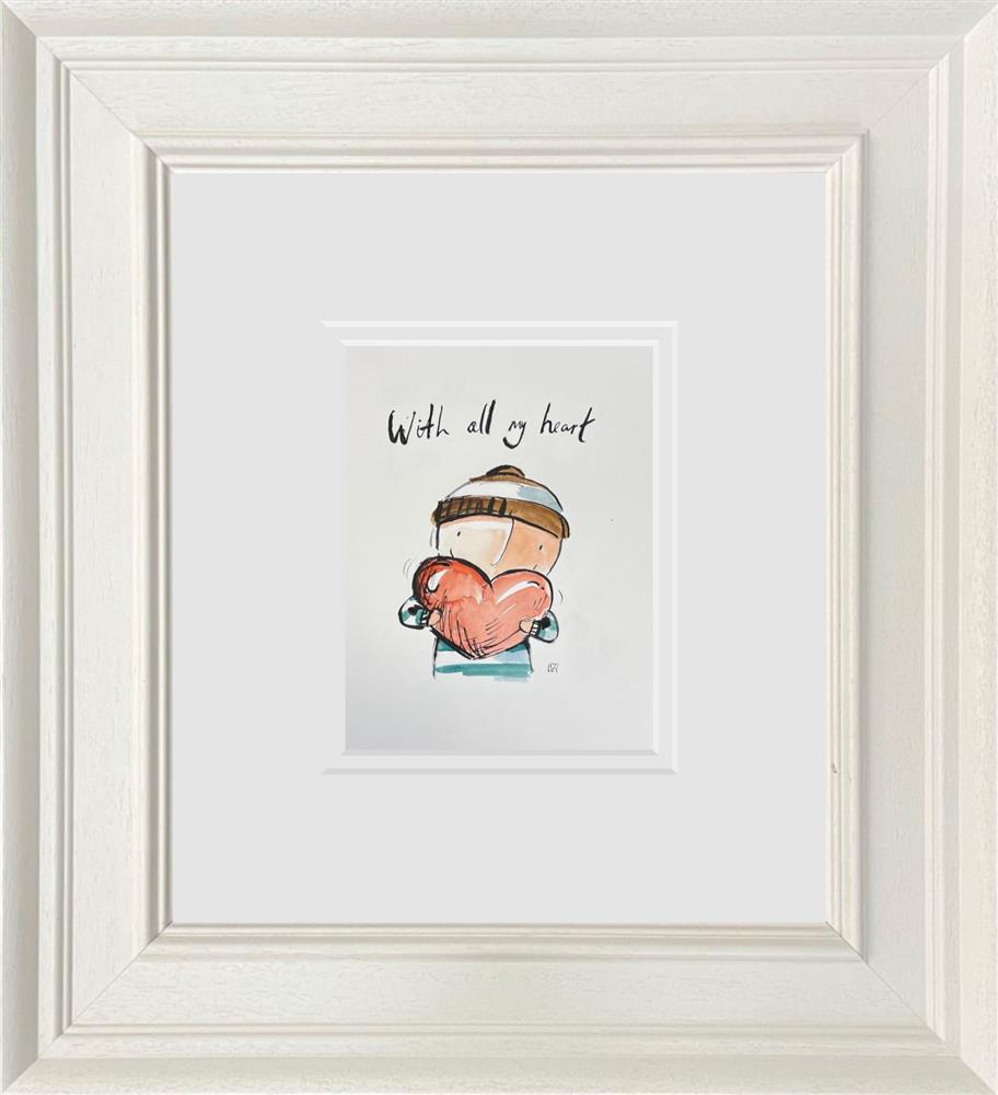 with all my heart original sketch framed by artist michael abrams