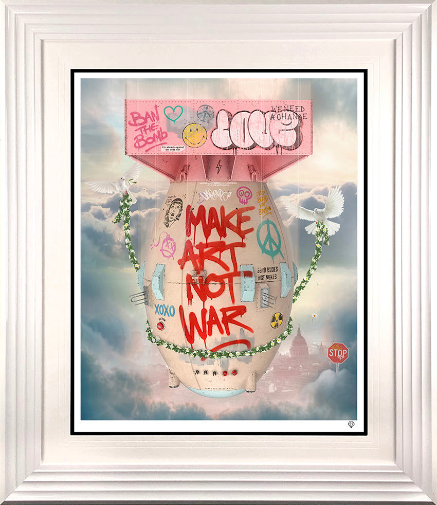 art bomb print framed in white by artist jj adams