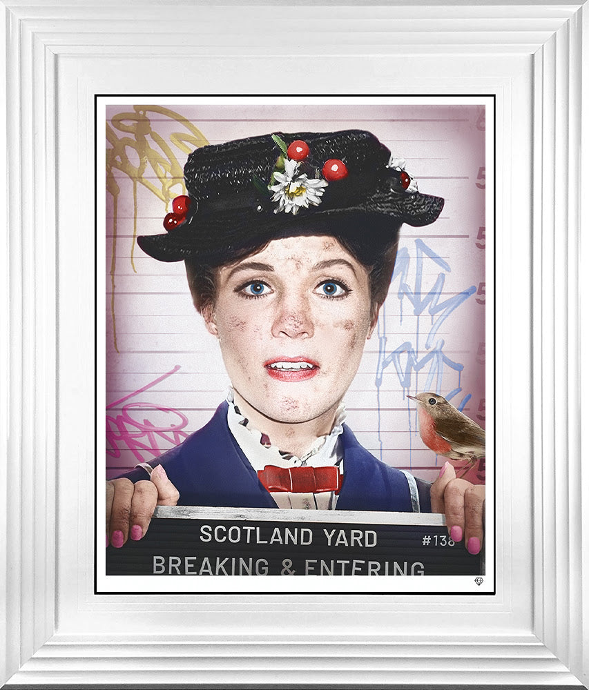 breaking and entering print framed in white by artist jj adams