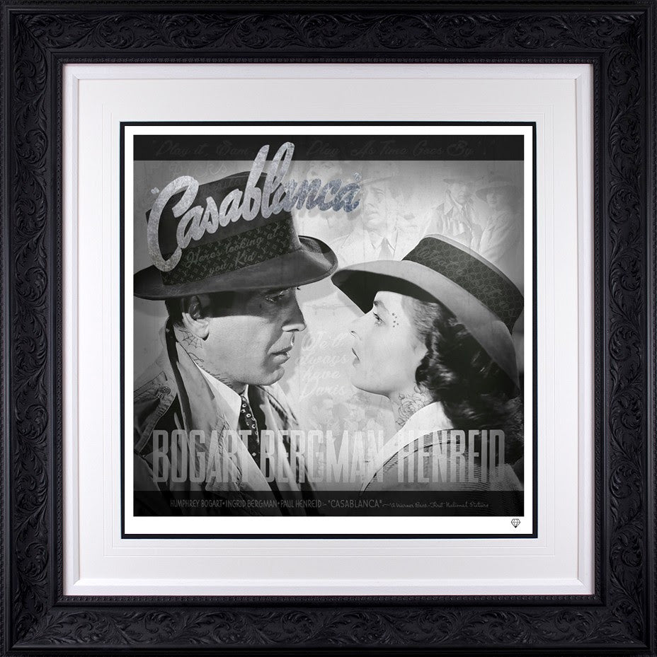 casablanca black and white deluxe print framed by artist jj adams