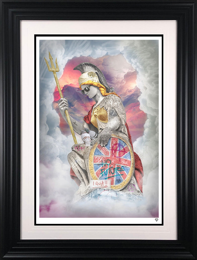 cool britannia print framed in black by artist jj adams