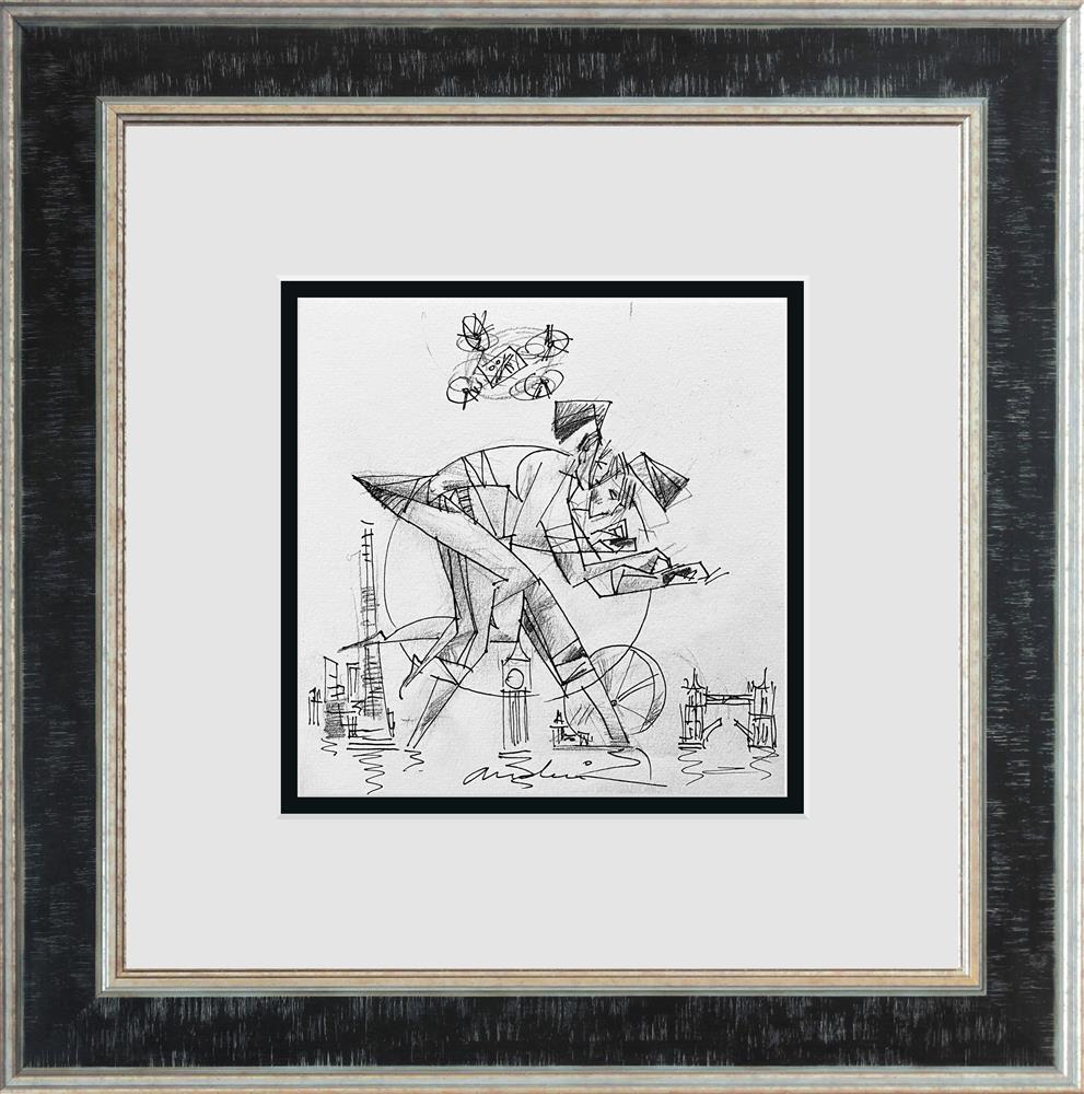 crossing the river study framed original by artist andrei protsouk