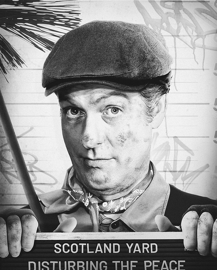 disturbing the peace black and white print by artist jj adams