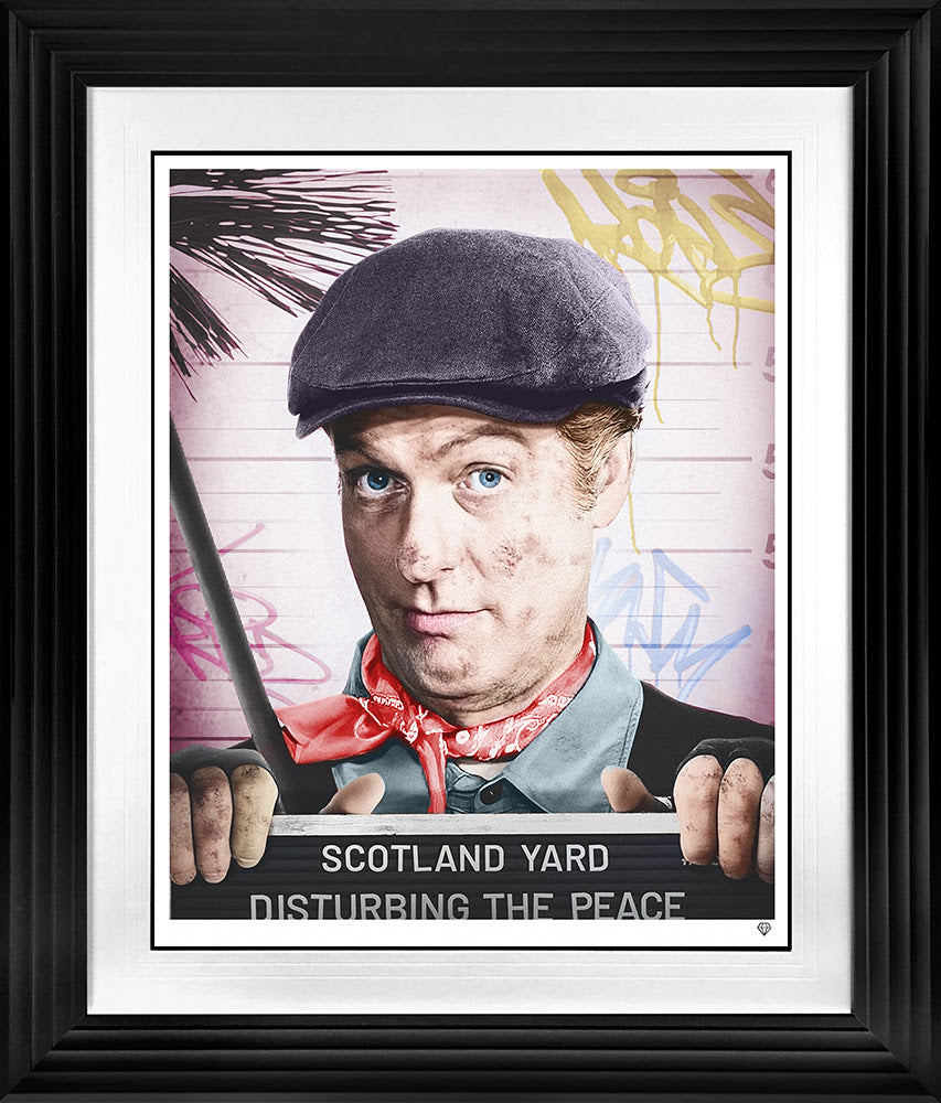 disturbing the peace print framed in black by artist jj adams