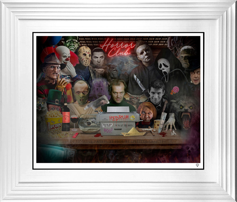 do you like scary movies print frame in white by artist jj adams
