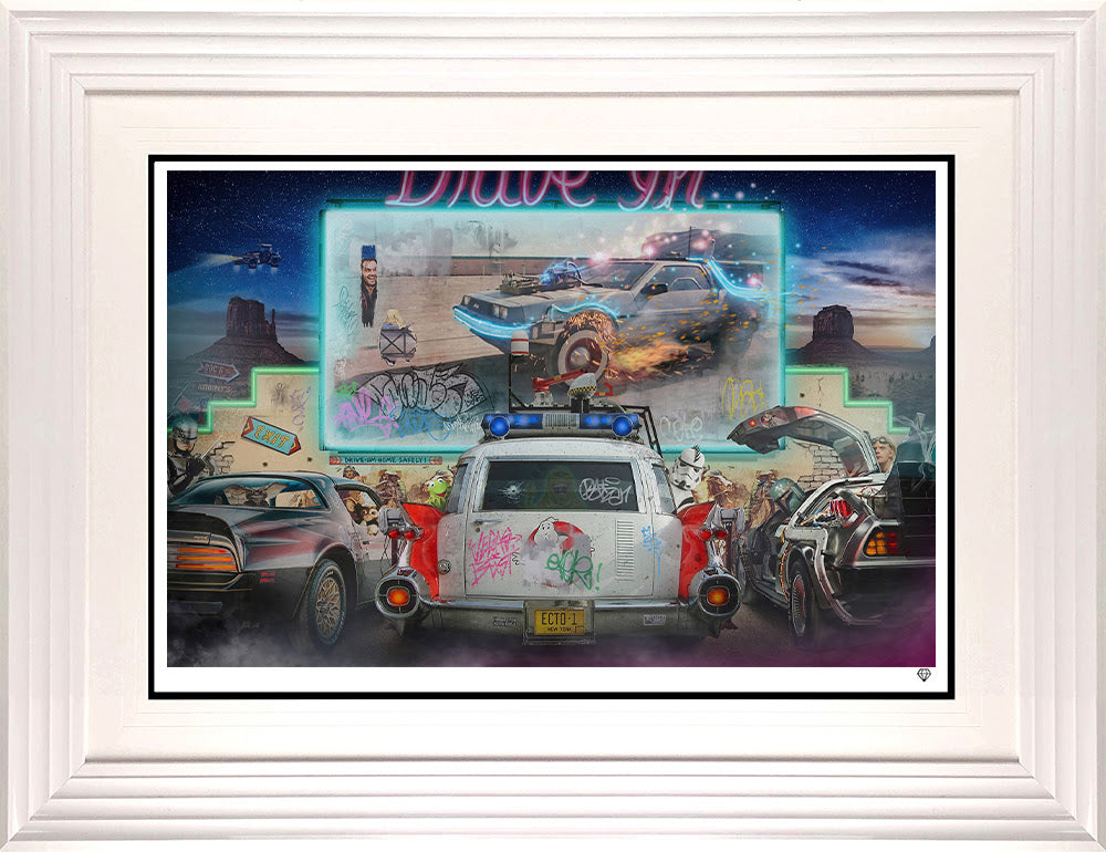 double feature print framed in white by artist jj adams