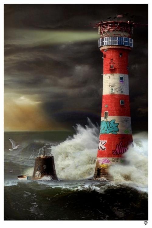 eddystone lighthouse print by artist jj adams