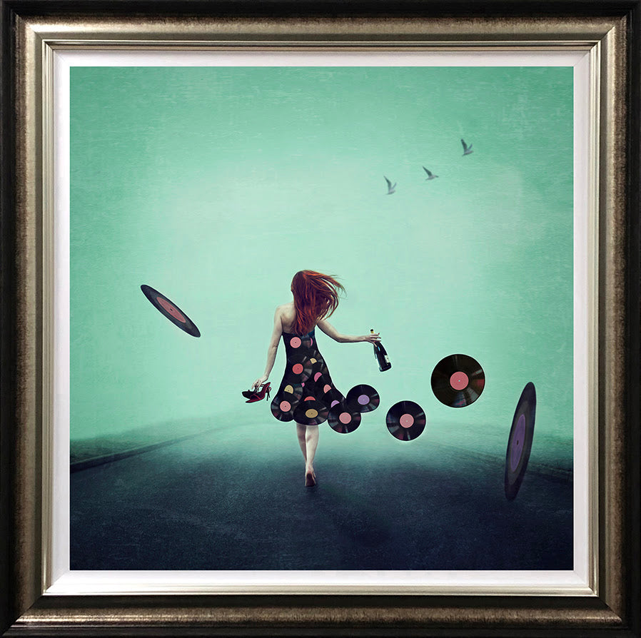 girl put your records on deluxe framed print by artist michelle mackie