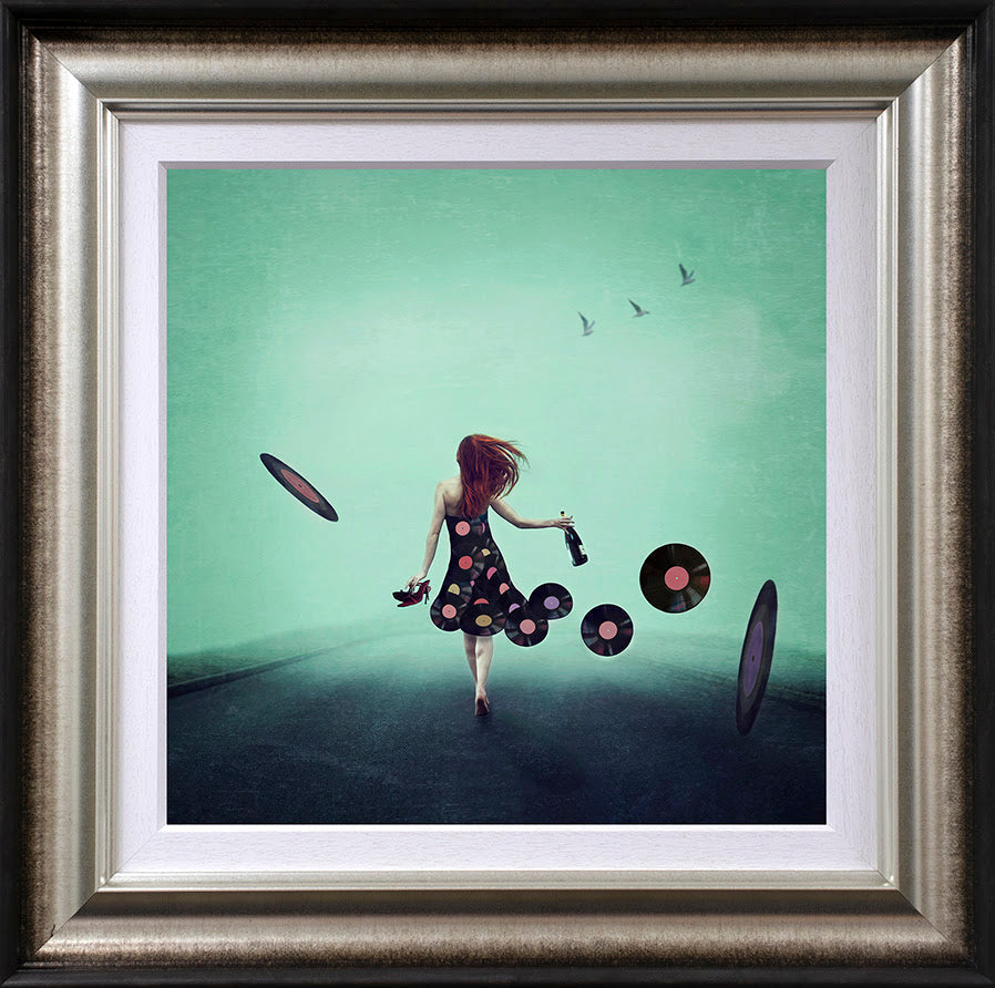girl put your records on framed print by artist michelle mackie