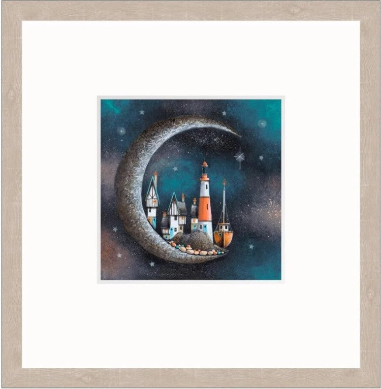 harbour moon print framed by artist gary walton