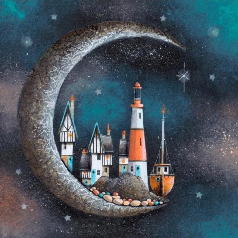 harbour moon print mounted by artist gary walton