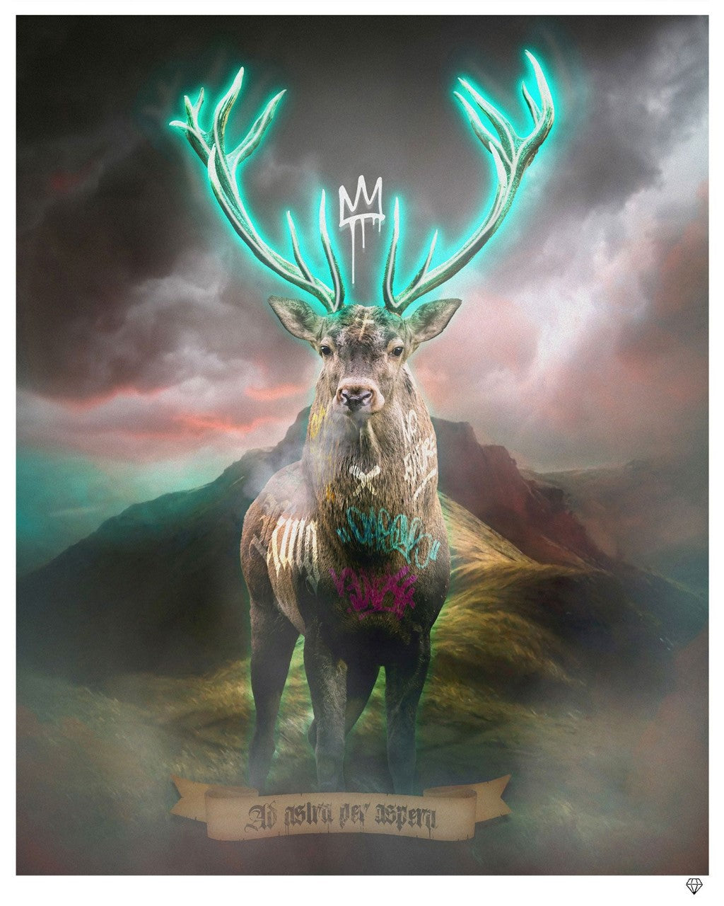 highland hunk turquoise print by artist jj adams