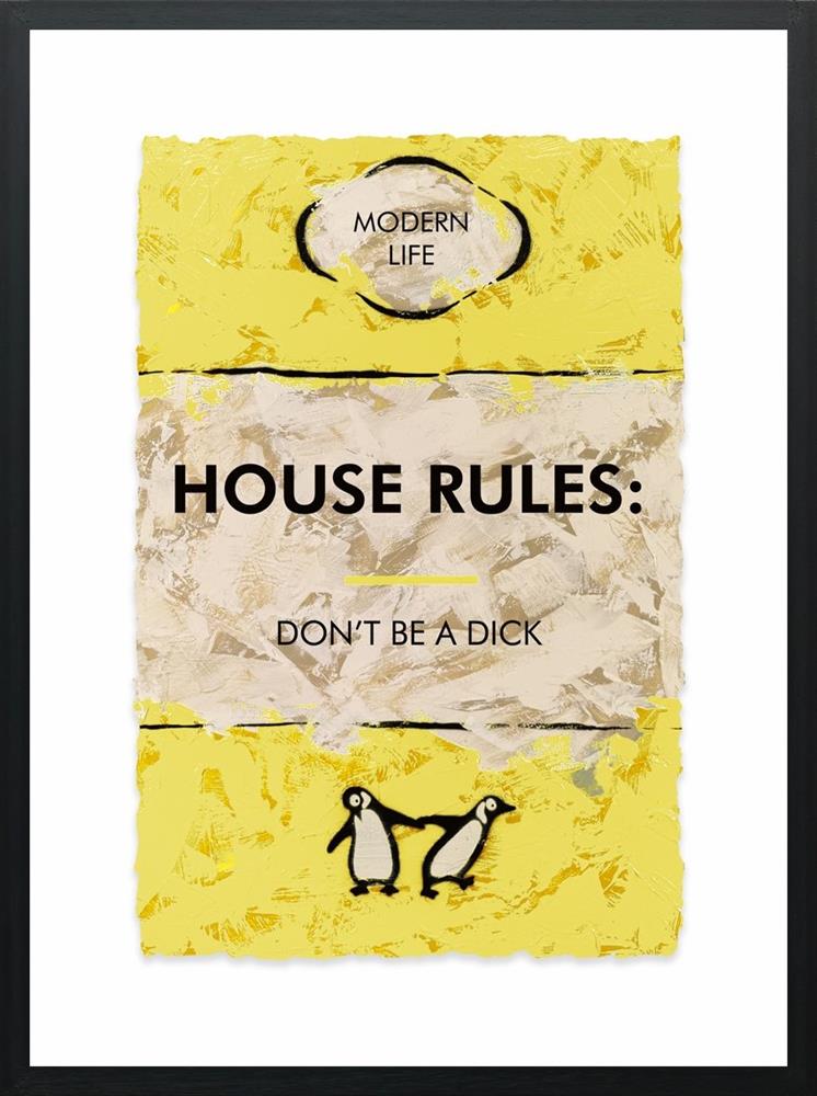 house rules framed print by artist hue folk
