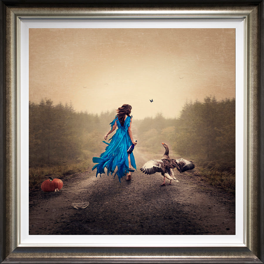 leaving the party early eluxe framed print by artist michelle mackie