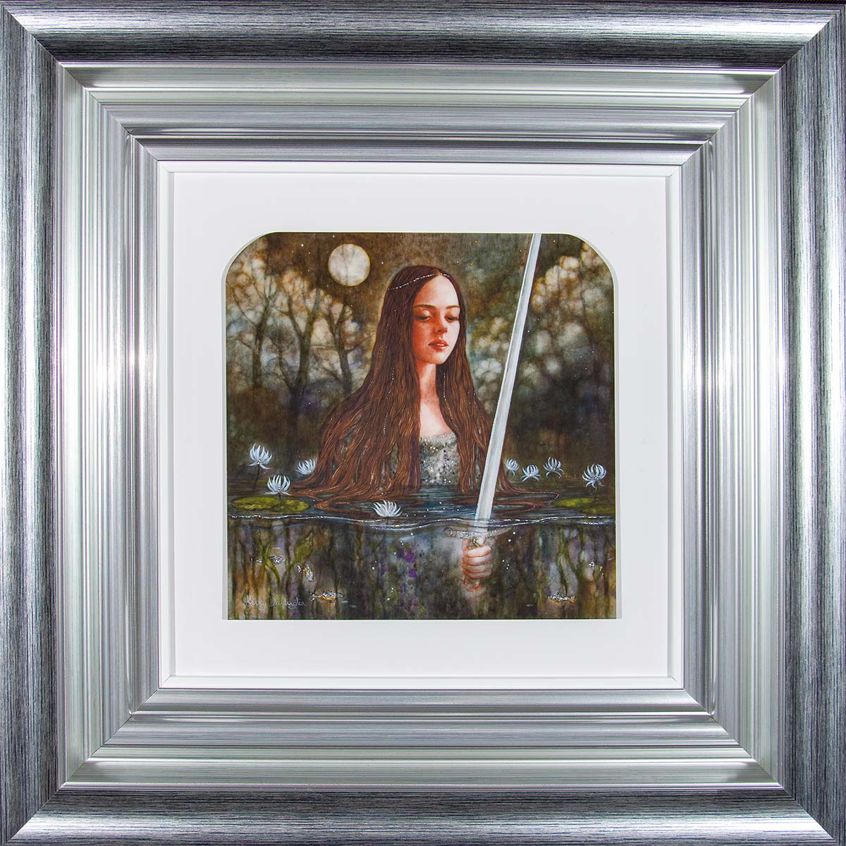 nimue print framed in silver by artist kerry darlington