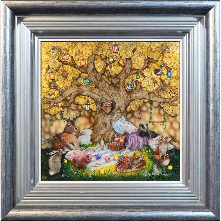 our golden canopy print framed in silver by artist kerry darlington
