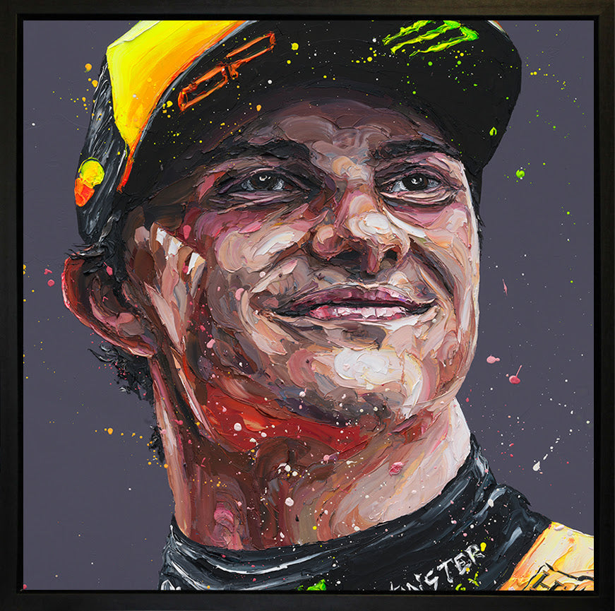 piastri portrait wall of champions hand embellished canvas framed print by artist paul oz