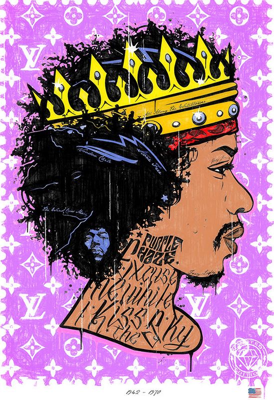 purple haze jimi hendrix print by artist jj adams